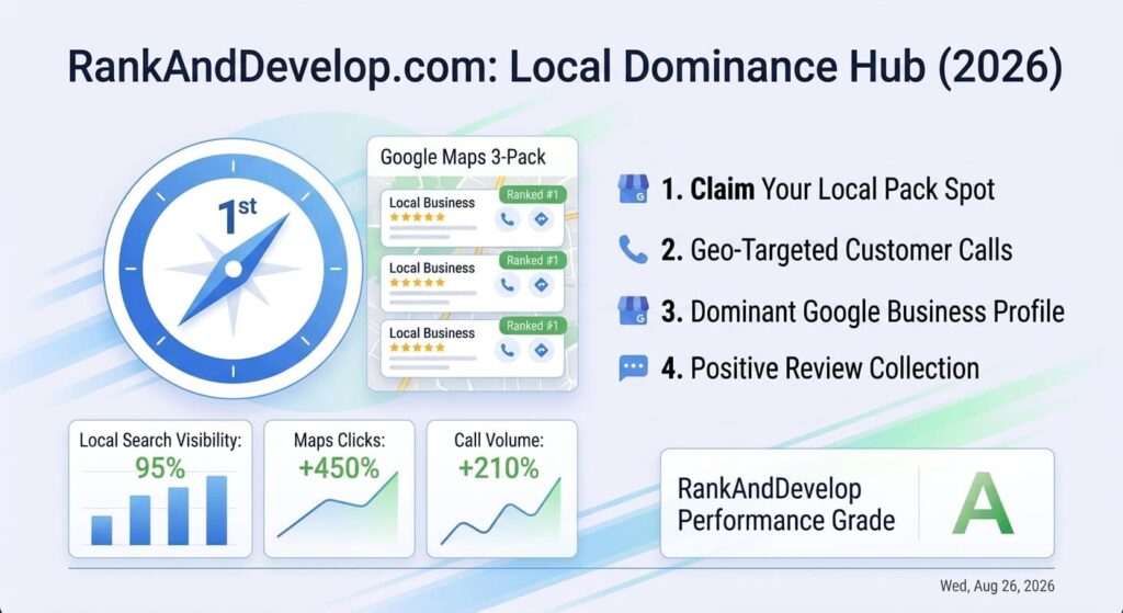Local SEO dashboard displaying Google Maps 3-Pack preview